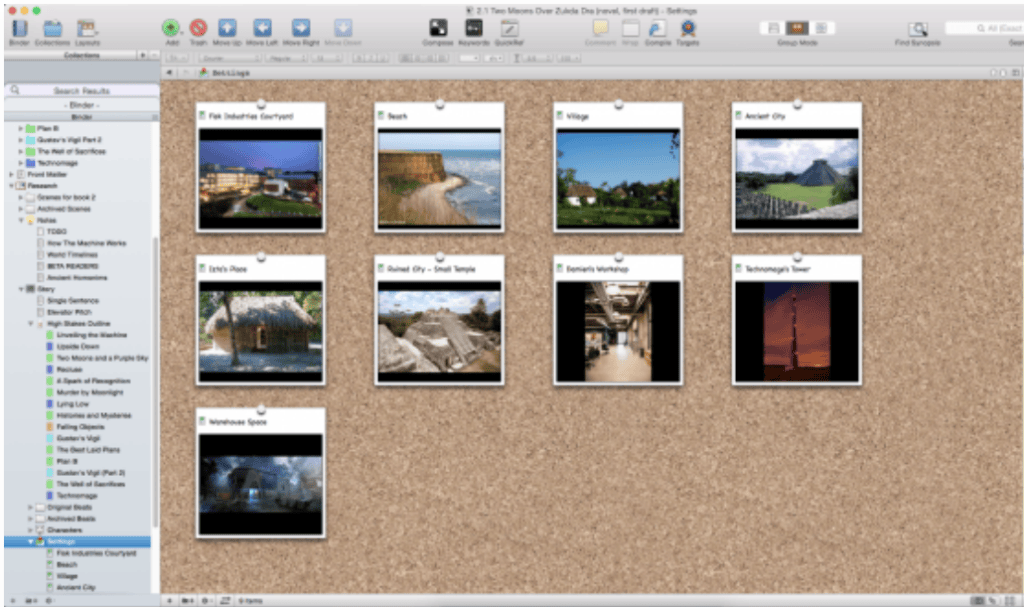 Scrivener Corkboard