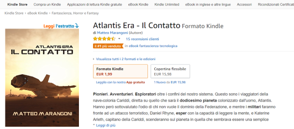 Pagina di vendita Amazon dell'ebook Atlantis Era