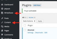 Menu creati da WriteShare plugin